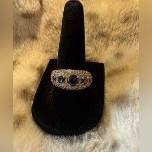 Bomb Party Gold Plating, Black Onyx, Cubic Zirconia Ring, Size 8, NWOT, “BORG”